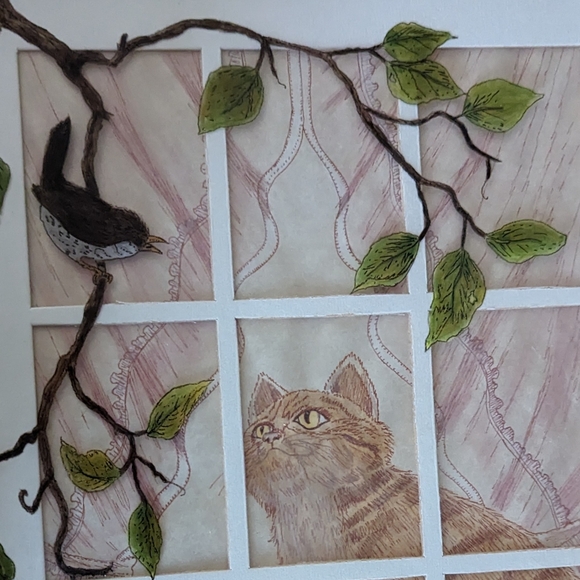 3/$45 Unusual Framed 11 X 14 Cat Watercolor Artwork - Picture 2 of 5